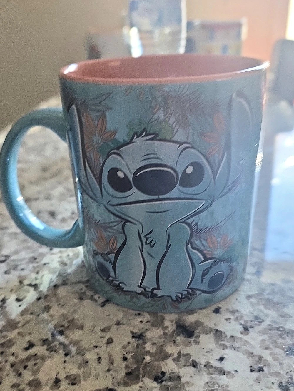 Disney Lilo & Stitch Tropical Floral Ceramic Mug Blue & Pink